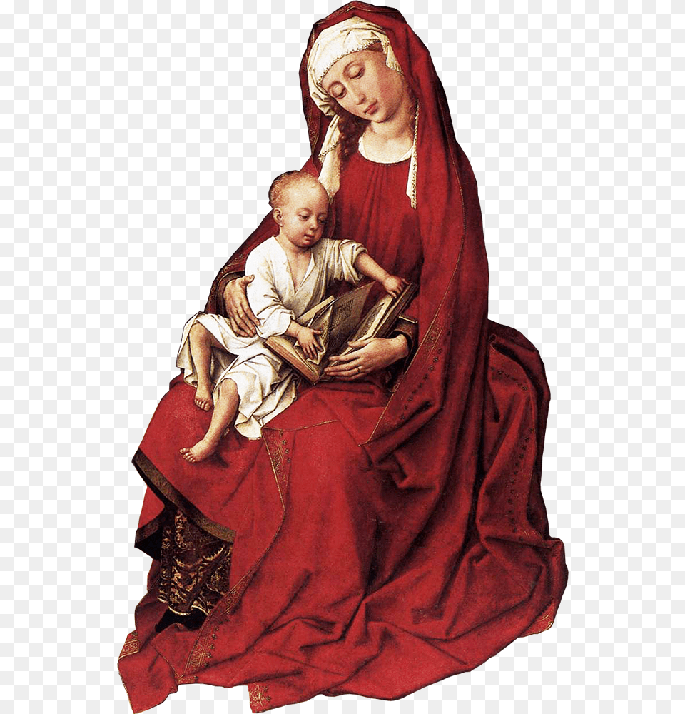 Rogier Van Der Weyden And The Virgin Mary Madonna And Child, Art, Painting, Adult, Person Png