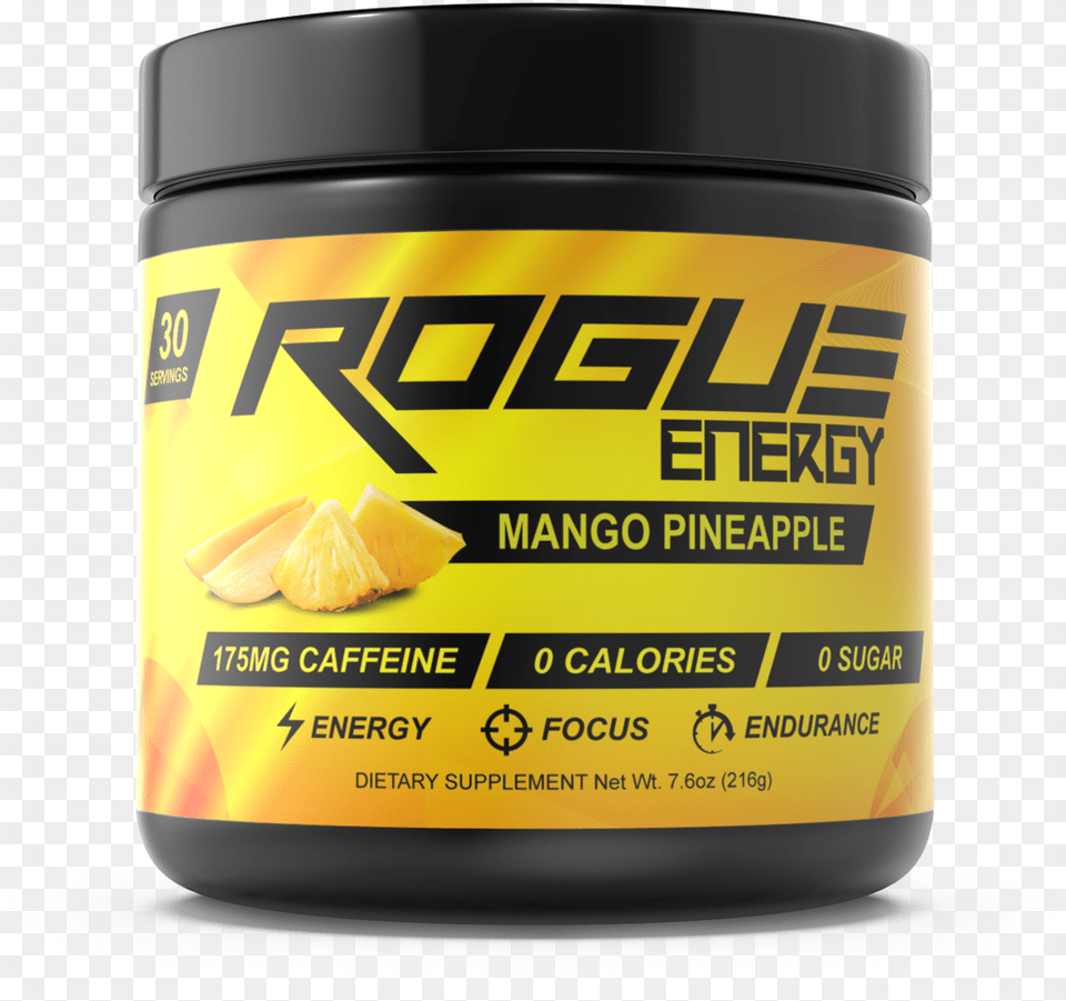 Rogue Energy Mango Pineapple, Bottle, Can, Tin, Food Png Image