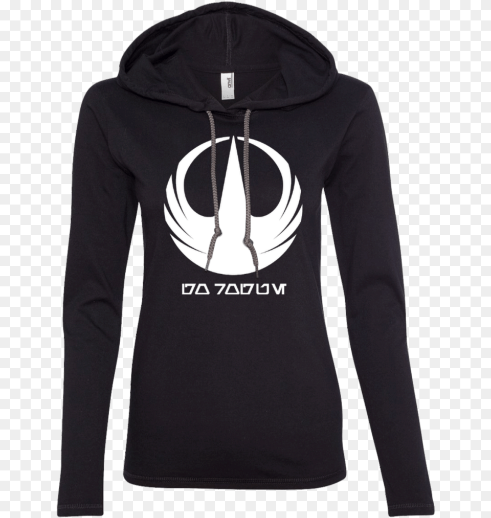 Rogue One White Logo Ladies Ls T Shirt Hoodie T Shirt, Clothing, Hood, Knitwear, Long Sleeve Free Png