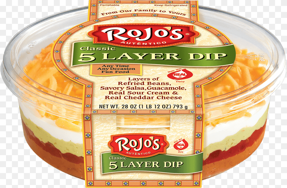 Rojo S Layer Dip Rojos 5 Layer Dip, Food, Custard, Dessert, Can Free Png