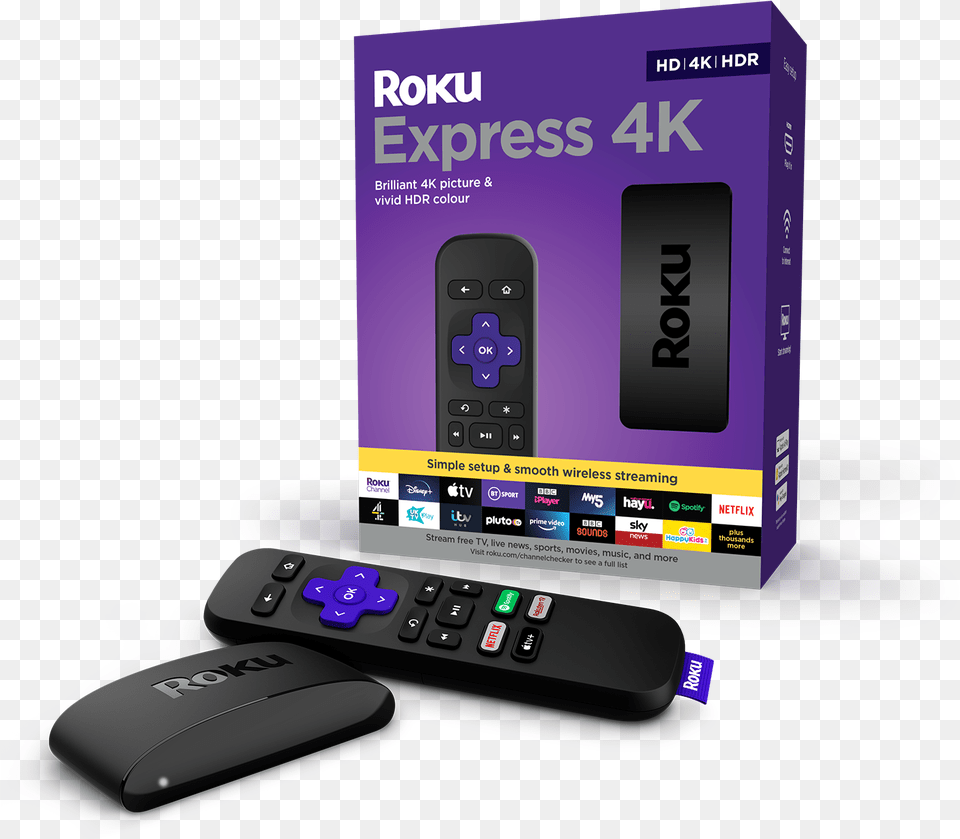 Roku Introduces Powerful Express 4k Roku 4k, Electronics, Remote Control, Computer Hardware, Hardware Png Image