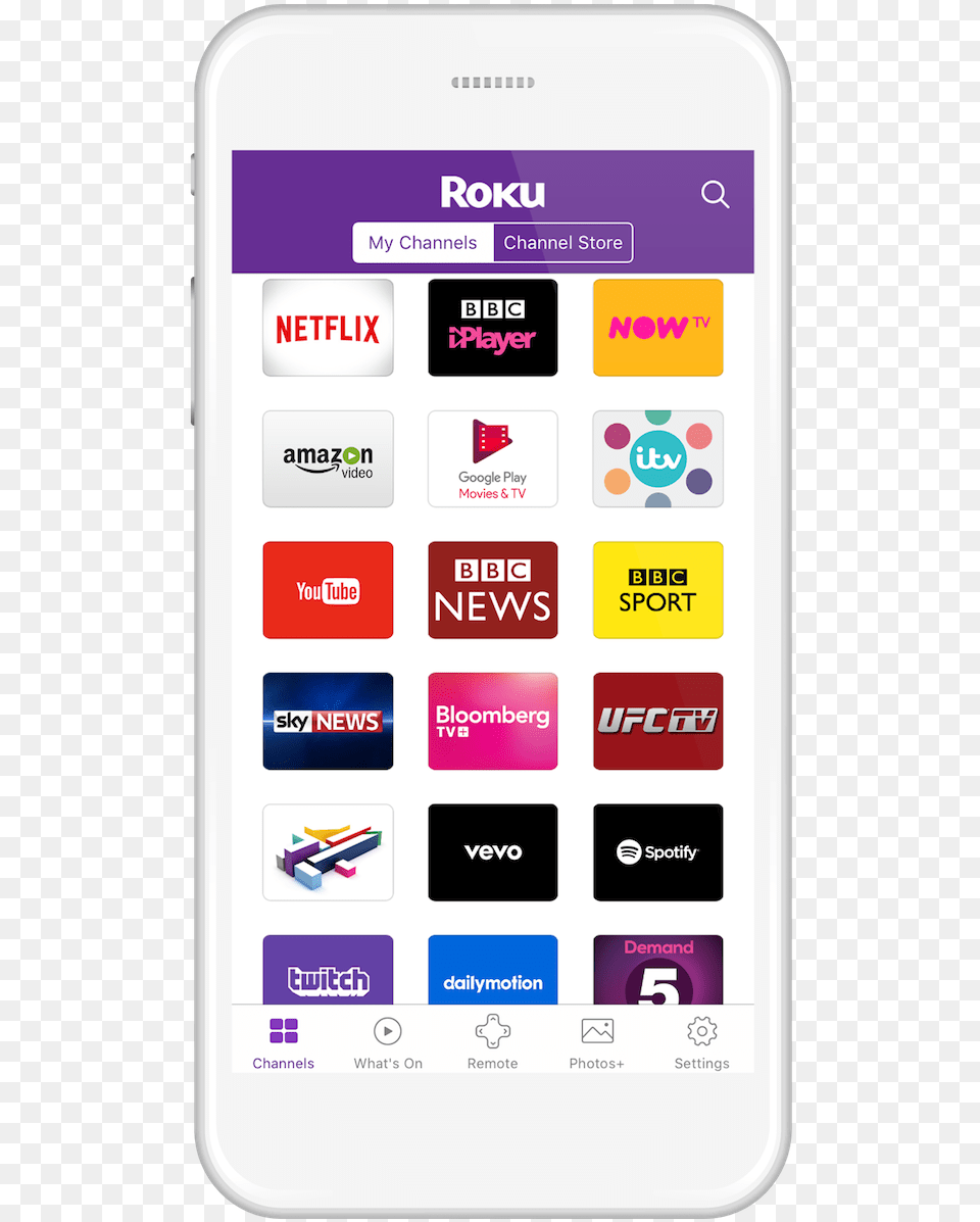 Roku Mobile App Ios Android My Channels Uk Mobile App Channel, Electronics, Mobile Phone, Phone, Text Png