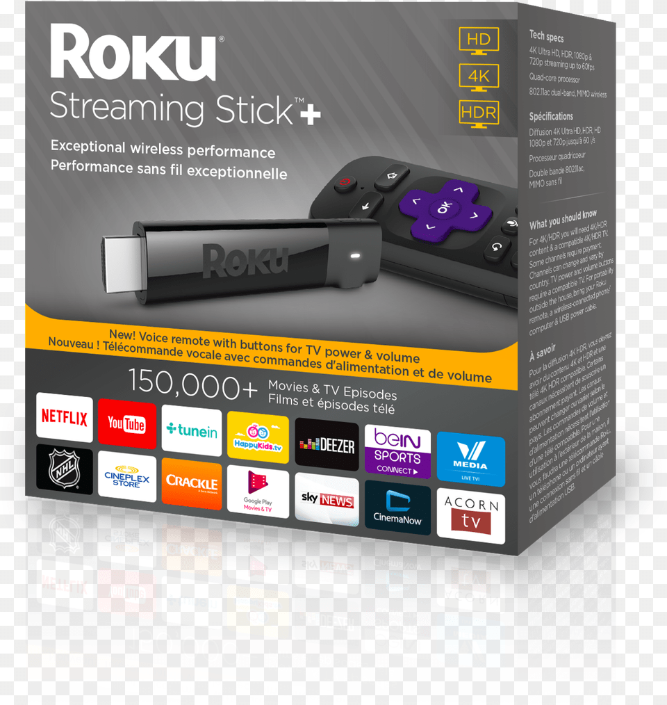 Roku Streaming Stick Plus Box, Advertisement, Poster, Scoreboard Png Image