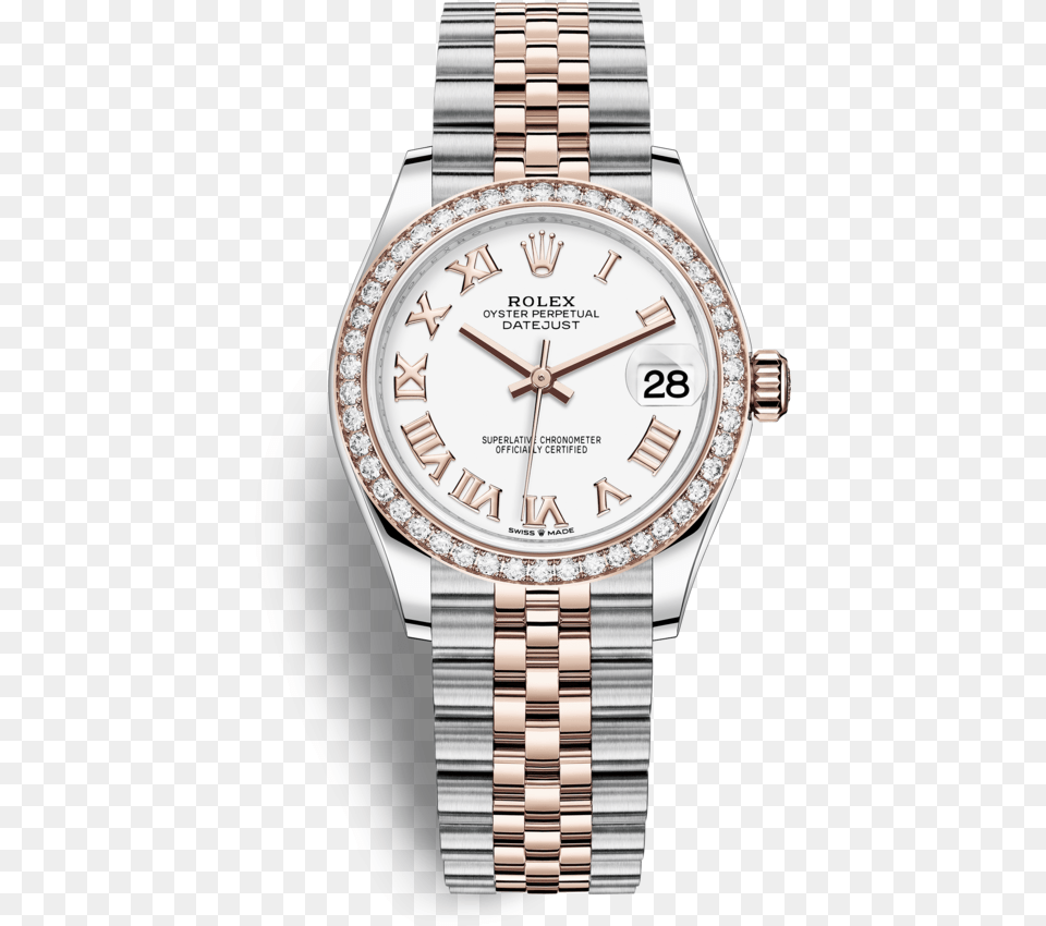 Rolex Datejust 31 Stainless Steel Rose Gold Diamond Rolex Arm, Body Part, Person, Wristwatch Free Transparent Png