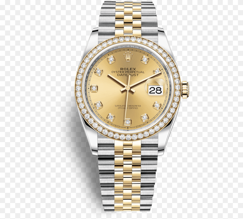 Rolex Datejust 36 36mm Yellow Rolesor Champagne Colour Rolex Datejust, Arm, Body Part, Person, Wristwatch Png Image