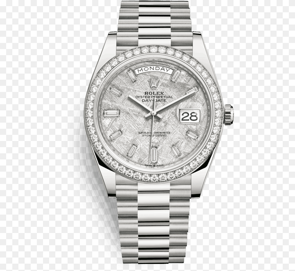 Rolex Day Date 40 40mm 18 Kt White Gold Meteorite Set Rolex Day Date Silber, Arm, Body Part, Person, Wristwatch Free Transparent Png