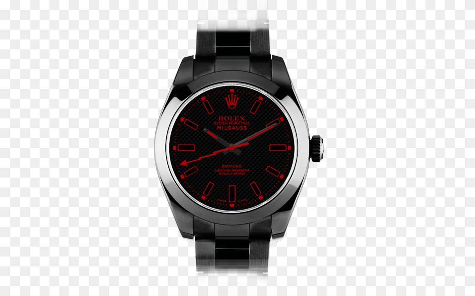 Rolex Milgauss Se Stealth Red By Bamford Watch Dept Rolex Milgauss, Arm, Body Part, Person, Wristwatch Png Image