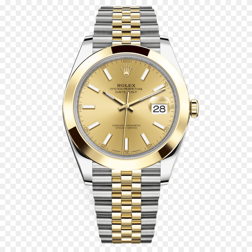 Rolex Oyster Perpetual Datejust Watch Champagne Dial Two Tone, Arm, Body Part, Person, Wristwatch Free Png