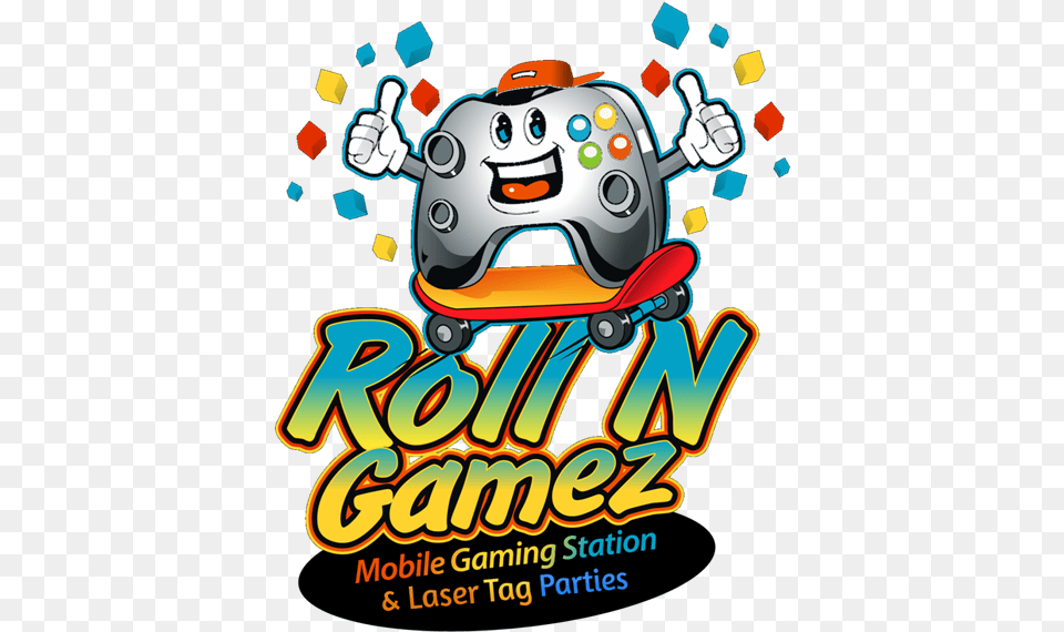 Roll N Gamez Video Game Truck U0026 Laser Tag Birthday Parties Clip Art Video Game Truck, Advertisement, Poster, Plant, Lawn Mower Png Image