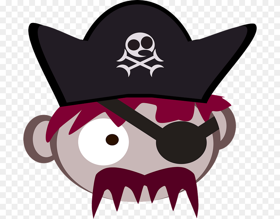 Roll Pirate Captain Clipart Logo Bajak Laut Kartun, Clothing, Hat, Animal, Fish Free Png