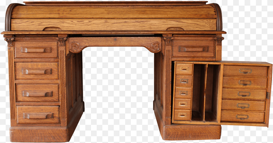 Roll Top Desk Transparent Images Desk With Secret Compartment, Furniture, Table, Cabinet, Drawer Free Png