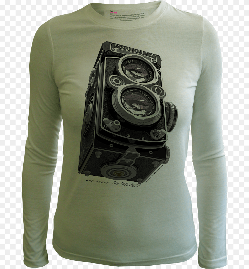 Rolleiflex Above Women Sage Long Sleeved T Shirt, Clothing, Long Sleeve, Sleeve, Video Camera Png