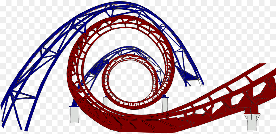Roller Coaster Tube Red Blue Intertwined Speed Transparent Roller Coaster Background, Amusement Park, Fun, Roller Coaster, Machine Png