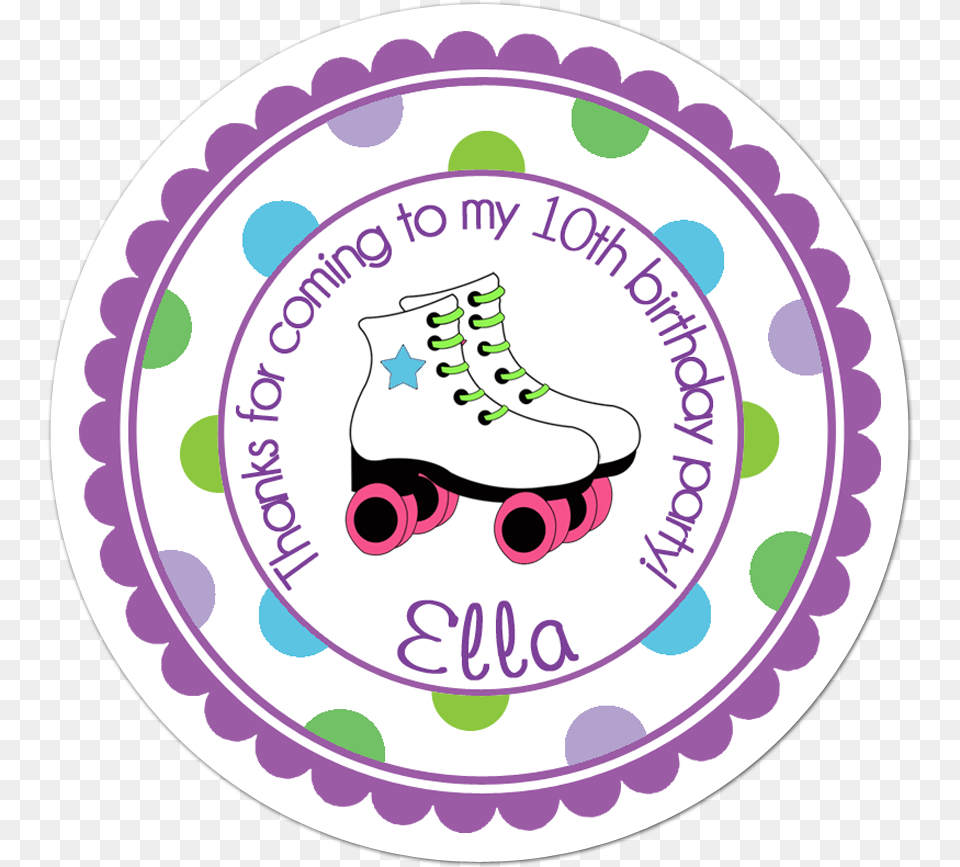 Roller Skate Wide Polka Dot Border Personalized Sticker Roller Derby Free Png Download