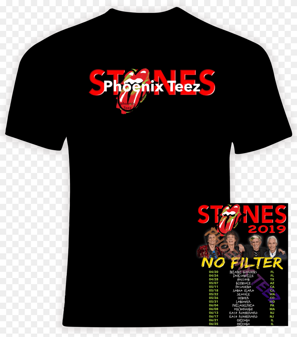 Rolling Stones 2019 Concert Tour No Filter Celine Dion Concert Tour T Shirts, Clothing, Shirt, T-shirt, Person Png Image