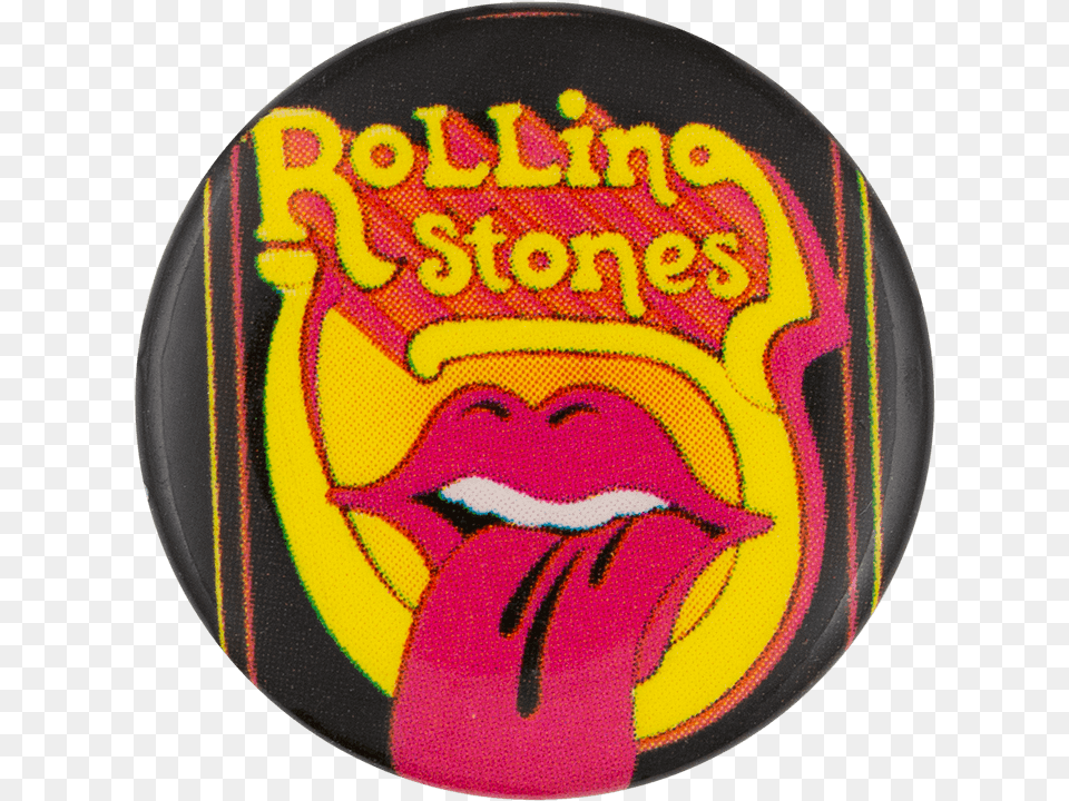 Rolling Stones Mouth On Yellow Music Button Museum Circle, Badge, Logo, Symbol, Face Png Image