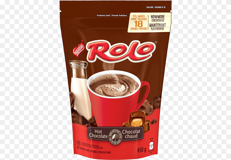 Rolo Hot Chocolate Carnation Carnation Hot Chocolate Rolo Pouch, Beverage, Cup, Dessert, Food Png Image