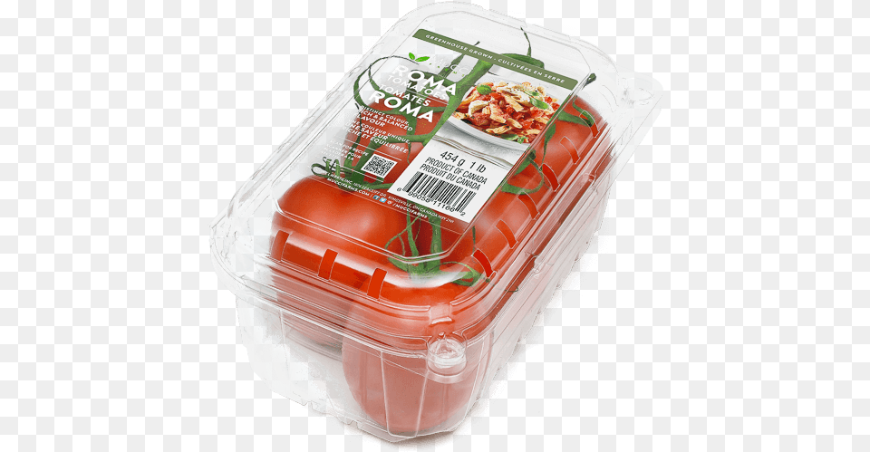 Roma Packaging 1lb Clam New Rev2 Roma Tomatoes Packaged, Food, Lunch, Meal, Ketchup Free Transparent Png
