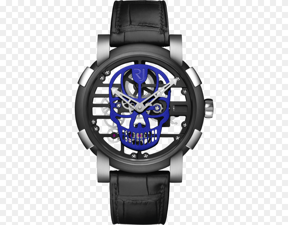 Romain Jerome Skylab 38 Metal Blue Skull Hyt Skull Watch, Arm, Body Part, Person, Wristwatch Png