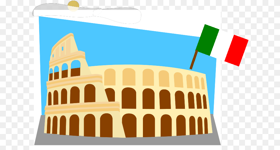 Roman Colosseum Clipart, Flag, Italy Flag, Bulldozer, Machine Png Image