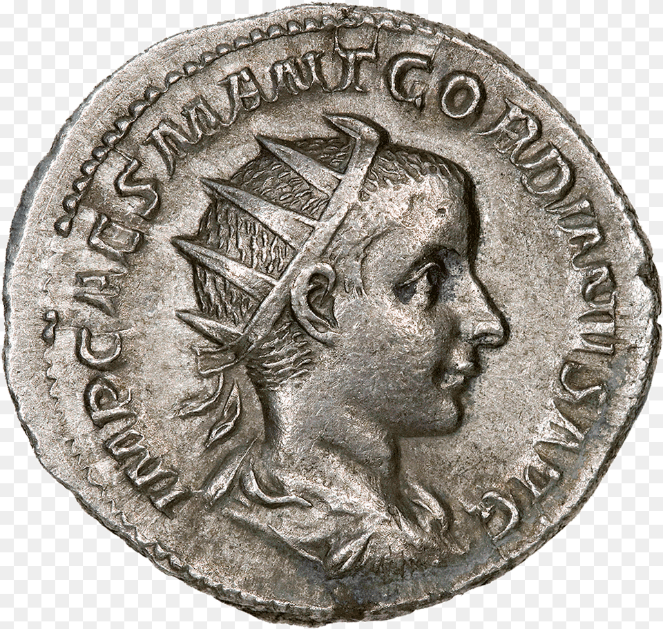 Roman Empire Gordian Iii Ar Antoninianus 240 Ad Cash, Coin, Money, Face, Head Png