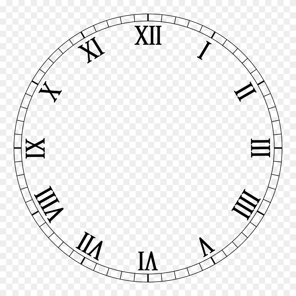 Roman Numeral Clock Face, Gray Png Image