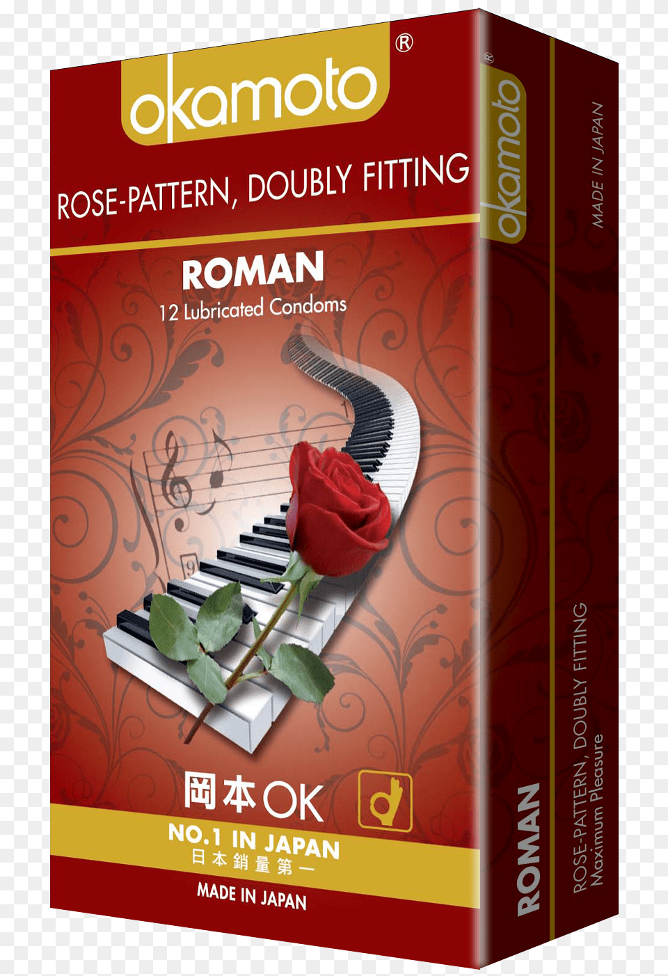 Roman Rose Pattern 12s Okamoto Condoms, Book, Flower, Plant, Publication Png
