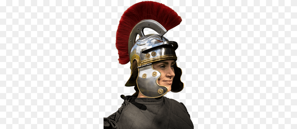 Roman Trooper Helmet With Red Plume Roman Trooper Helmet, Adult, Male, Man, Person Free Transparent Png