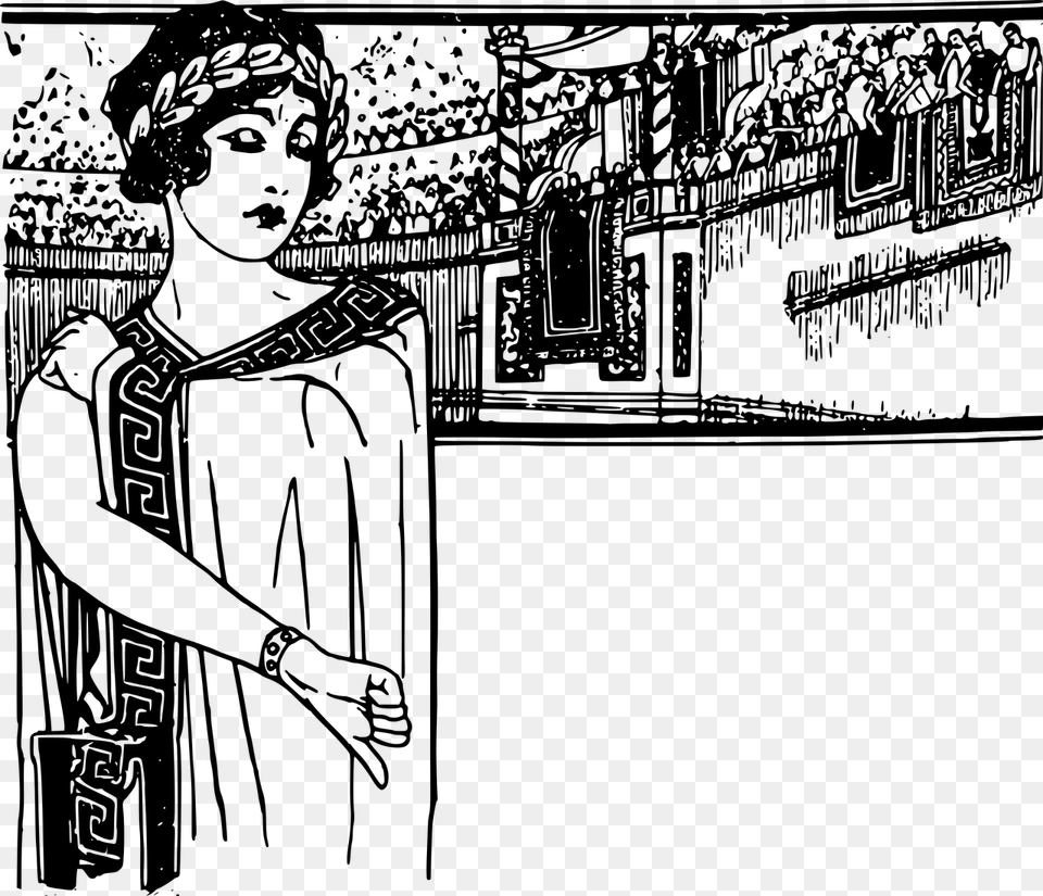Roman Woman Thumbs Down, Gray Png