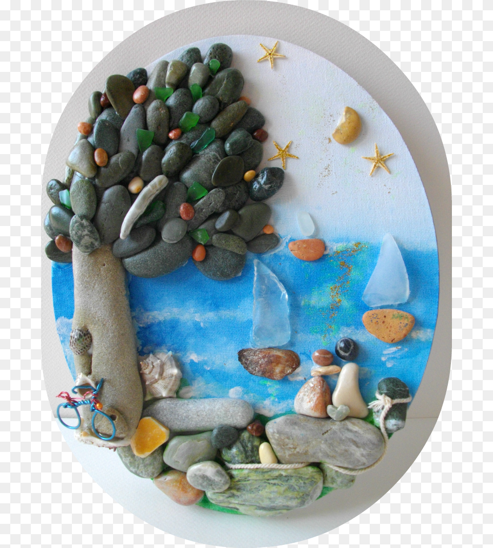 Romance At The Seaside Pebble Art By Hara Craft, Plate, Accessories, Food, Fruit Png