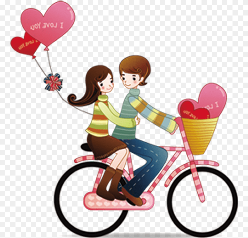 Romance Couple Love Cartoon Hq Clipart Cartoon Couple On Cycle, Machine, Wheel, Bicycle, Transportation Free Png Download