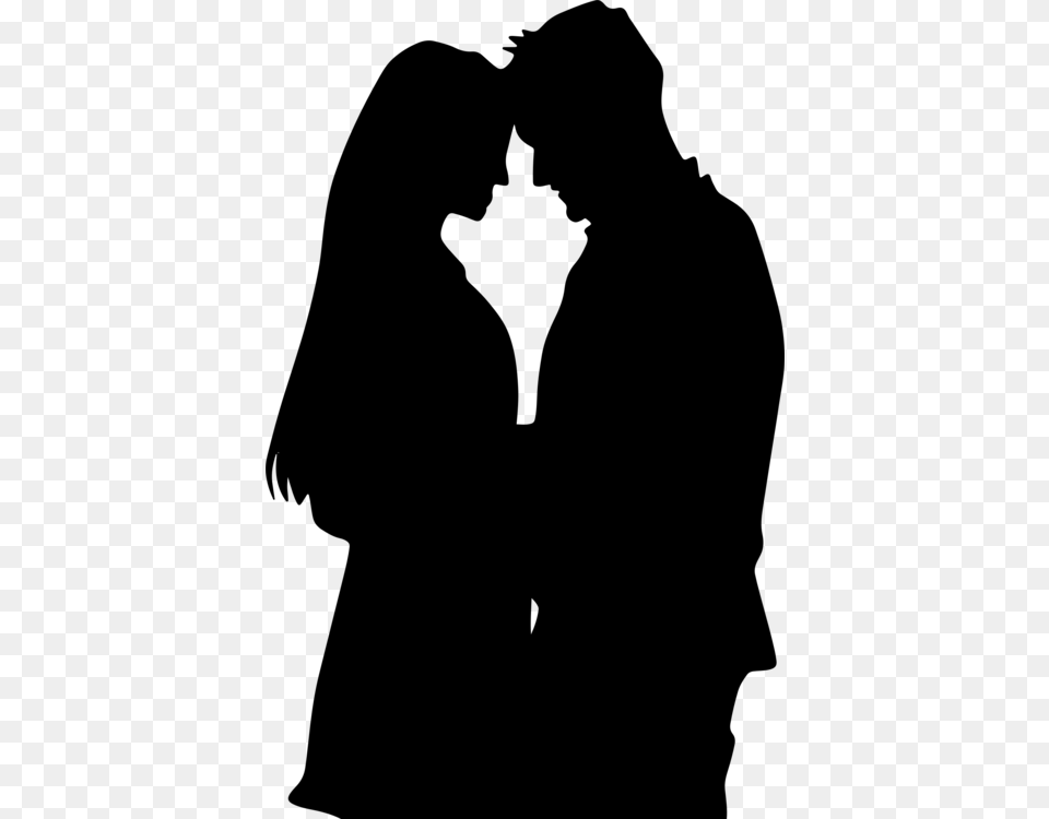 Romance Film Silhouette Couple Drawing, Gray Png Image