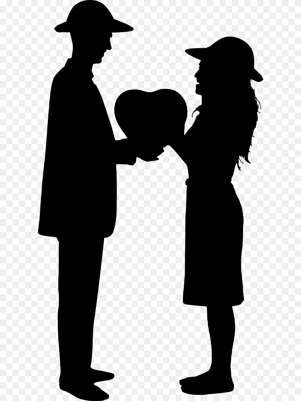 Romance Valentines Couple Silhouette, Gray Free Png Download