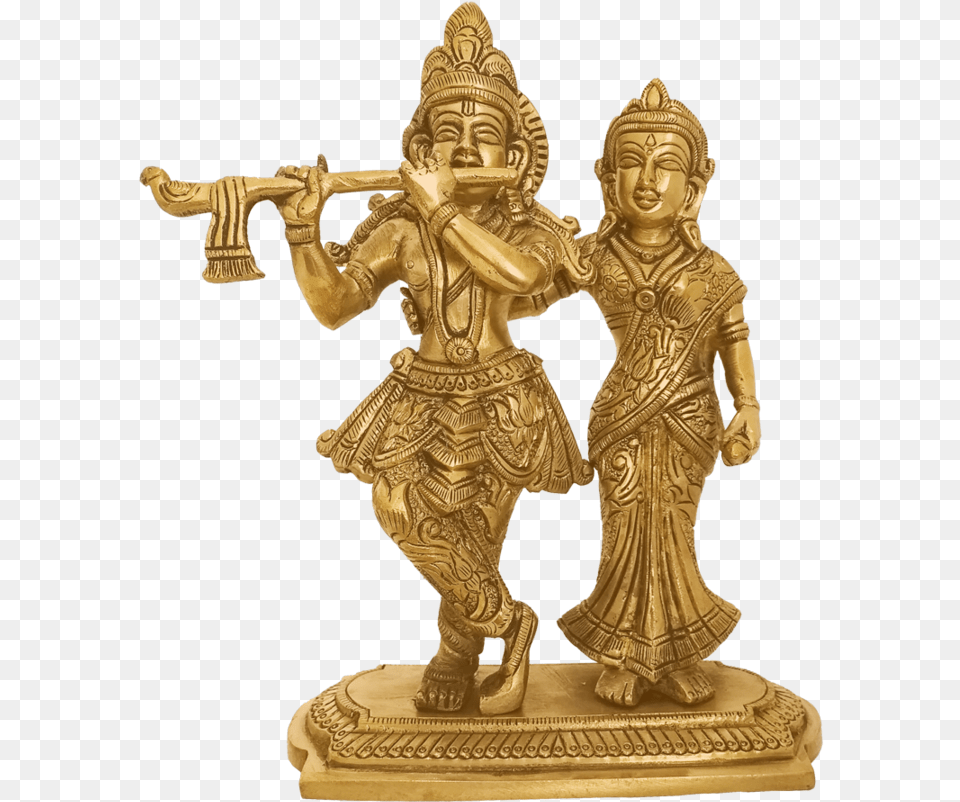 Romancing Lord Radha Krishna Playing Flute Brass Statue Bronze Sculpture, Figurine, Adult, Wedding, Person Png