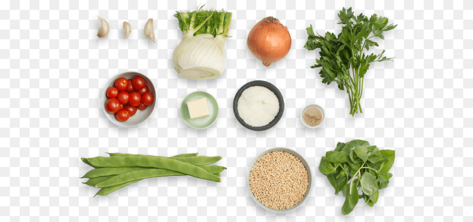 Romano Bean Amp Barley Risotto With Marinated Cherry Cherry Tomato Top View, Plant, Food, Produce, Herbs Free Png