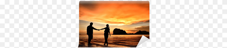 Romantic Couple Holding Hands At Sunset On Beach Wall Mos Dadas Noite, Body Part, Hand, Holding Hands, Person Png