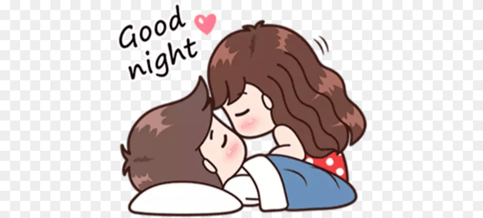 Romantic Couple Sticker Good Night Cartoon Couple, Book, Comics, Publication, Baby Free Transparent Png