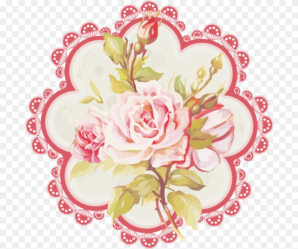 Romantic Pink Flower Border Photo Clip Art, Graphics, Pattern, Floral Design, Plant Free Png