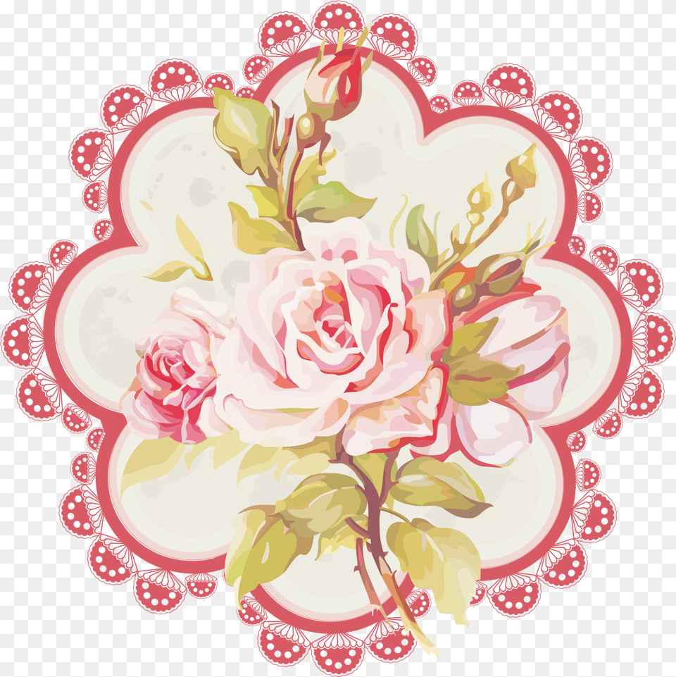 Romantic Pink Flower Border Photo Mart La Multi Ani Card, Art, Pattern, Graphics, Floral Design Png
