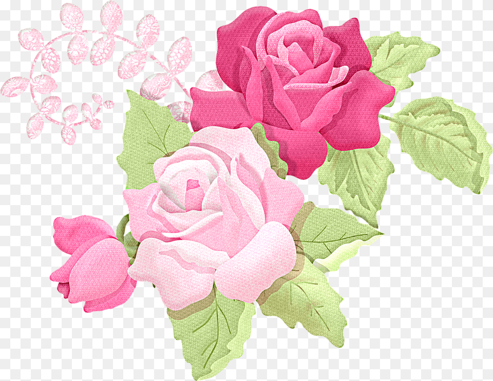 Romantic Pink Flower Border Picture Flores Shabby Chic, Plant, Rose, Pattern, Art Free Png Download