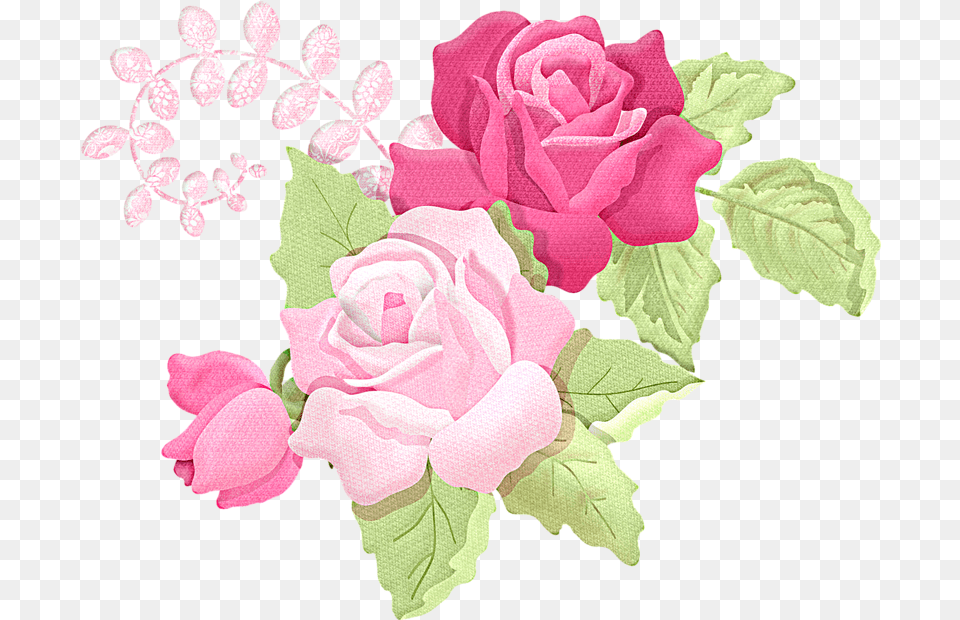 Romantic Pink Flower Border Picture White And Pink Flower Vector, Pattern, Plant, Rose, Art Free Png Download