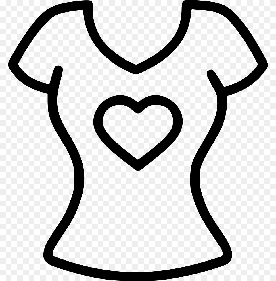 Romantic Valentine Valentines Day Top Heart Female Tshirt Icon, Clothing, Stencil, T-shirt Free Transparent Png