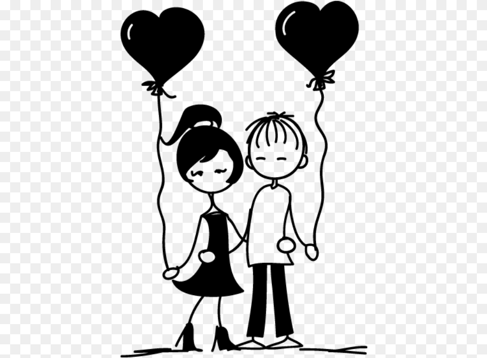 Romantic Wall Stickers For Bedroom Download Love Cartoon Couple Black And White, Gray Png