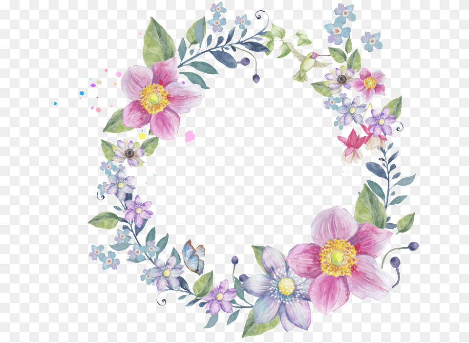 Romantic Warm Light Purple Flowers Hand Painted Garland John 14, Anemone, Art, Floral Design, Flower Free Png Download