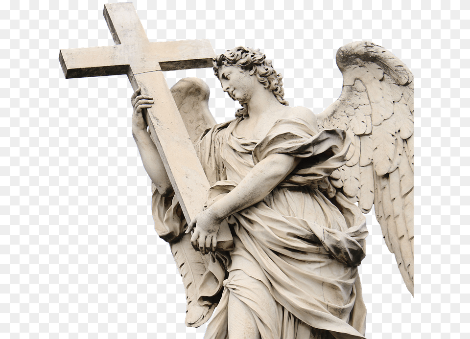 Rome Statue Sculpture Italy Antique Marble Castel Sant Angelo Angel, Symbol, Cross, Adult, Wedding Png