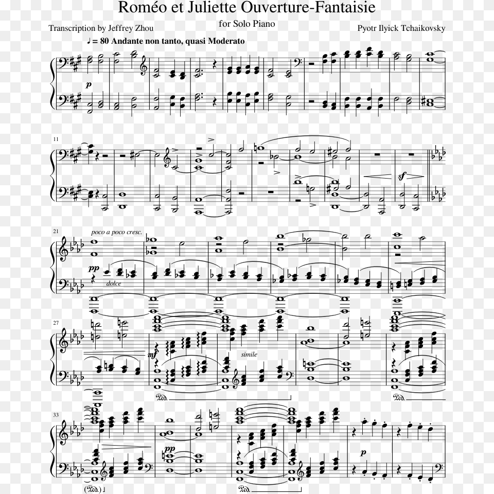 Romo Et Juliette Ouverture Fantaisie Sheet Music Composed Sheet Music, Gray Free Png