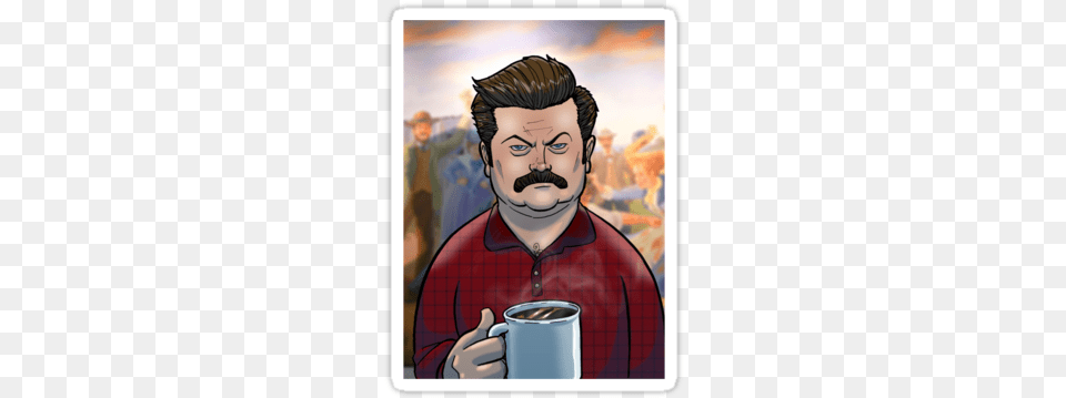 Ron Swanson Sticker Ron Swanson, Adult, Person, Man, Male Free Transparent Png