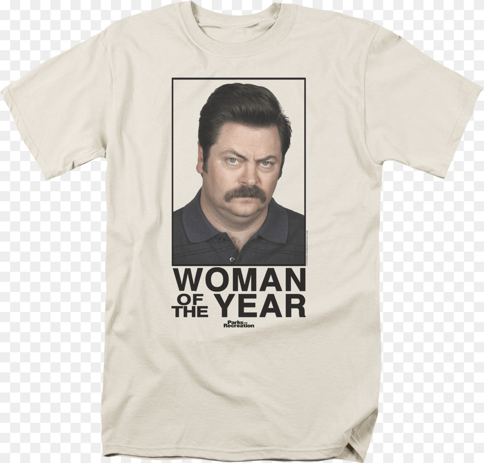 Ron Swanson Woman Of The Year Parks And Recreation Parks And Rec Shirt, Adult, Clothing, Male, Man Png Image