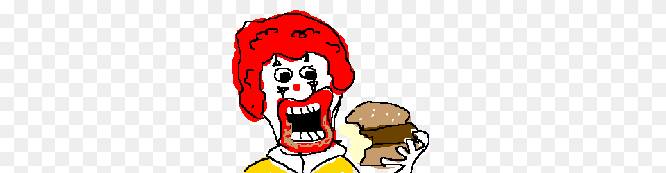 Ronald Mcdonald Eating A Hamburger Drawing, Baby, Person, Face, Head Free Png Download