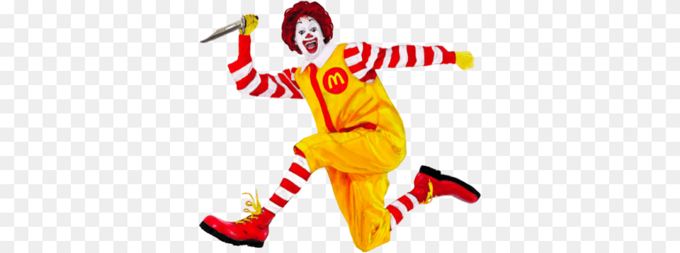 Ronald Mcdonald With A Knife, Clown, Performer, Person, Baby Free Png